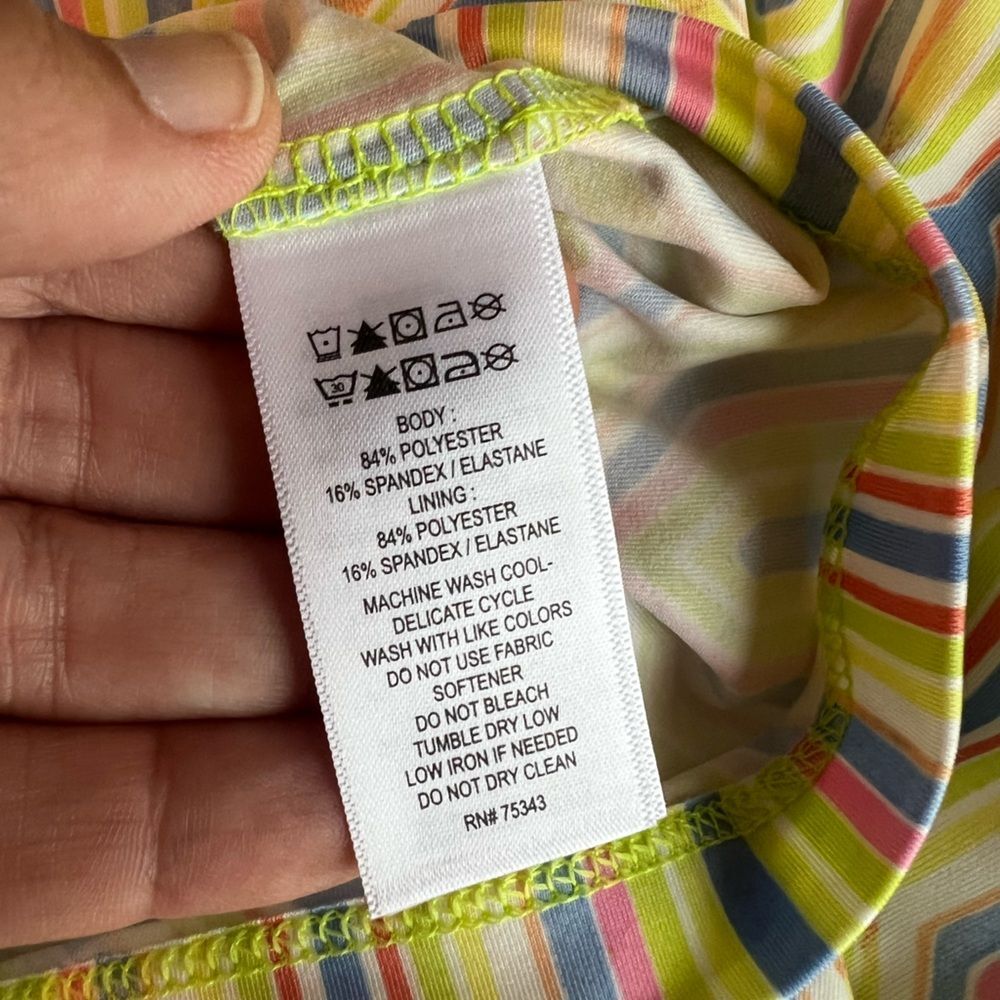 NWT Sigrid Olsen Womens Golf Polo Shirt Racerback Geometric Print Yellow XL - Picture 8 of 8